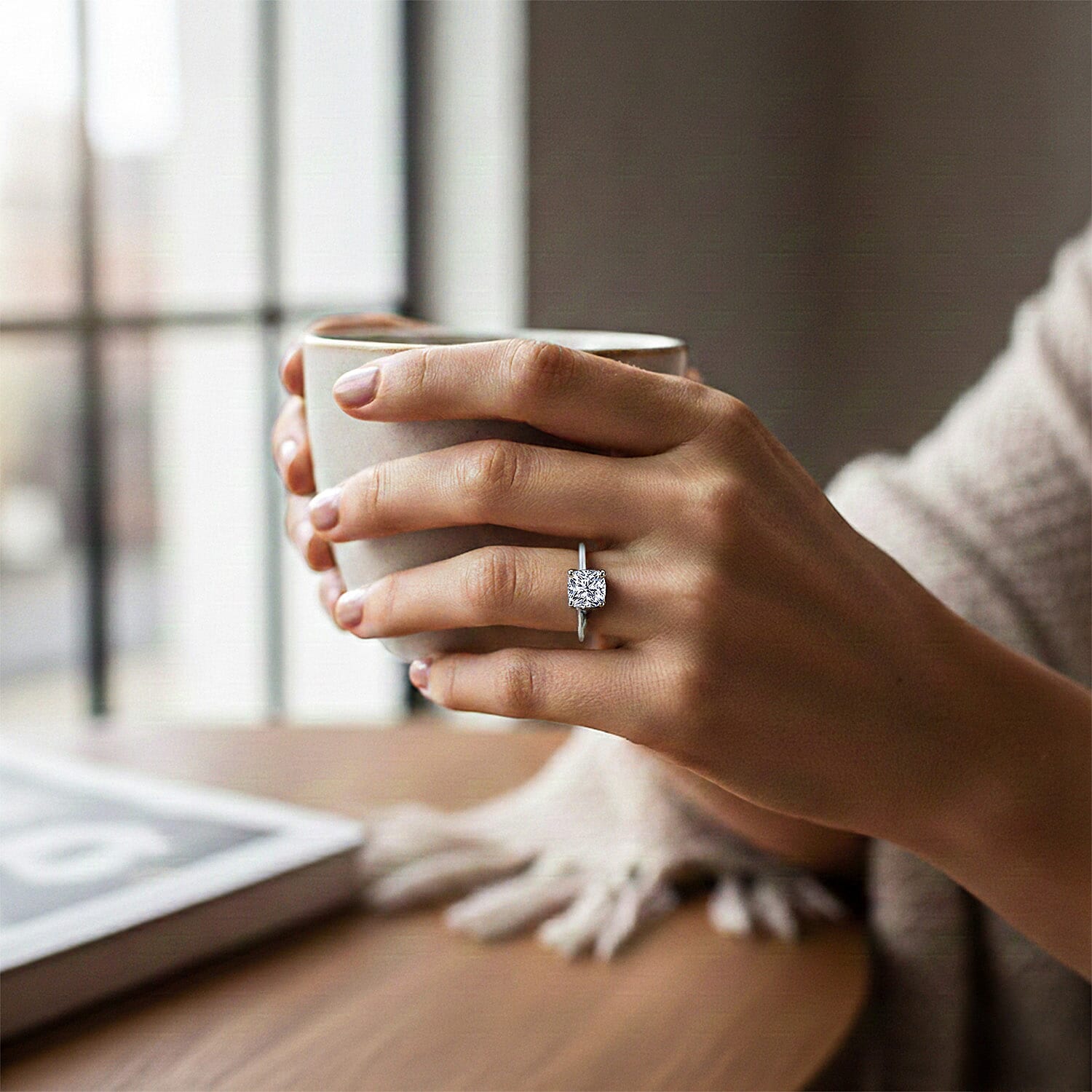 LUXURIANT 1 Ct. Lab Grown Diamond Solitaire Ring in Sterling Silver